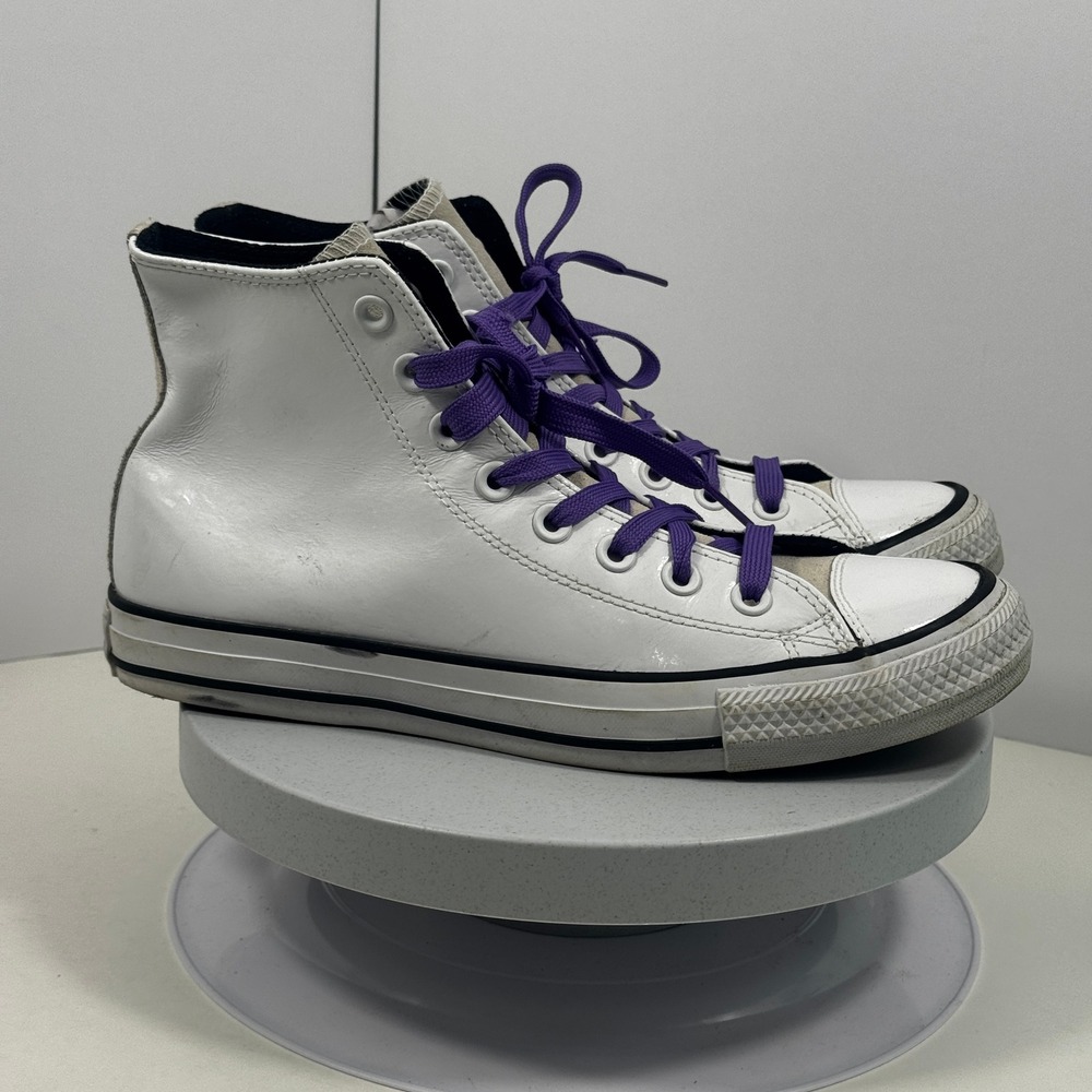 Converse Chuck Taylor All Star‎ Hi White Leather Women Size 9 - Picture 4 of 11